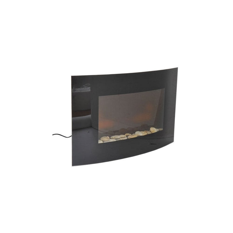 HOMCOM LED Curved Glass Electric Wall Mounted Fire Place 7 Colour Side Lights Slimline Plasma Fan Heater Backlit Back