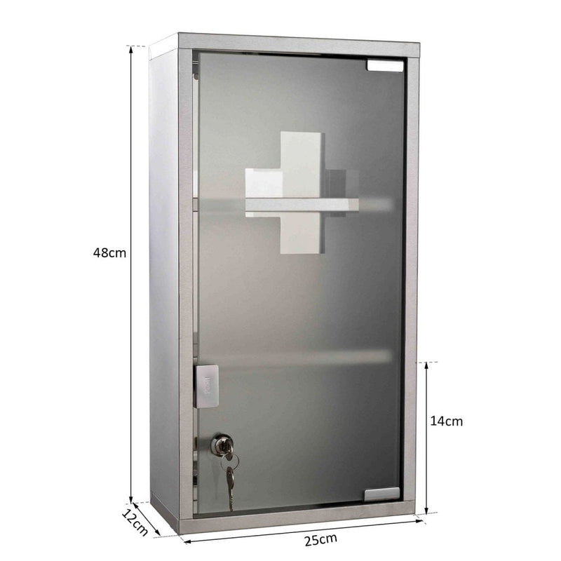 HOMCOM Stainless Steel Wall Mounted Medicine Cabinet-Silver