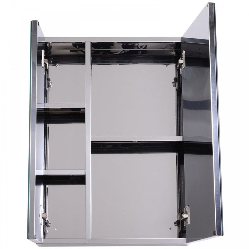 Wall mounted Bathroom Mirror Storage Cabinet Double Doors Stainless Steel 430mm (W)