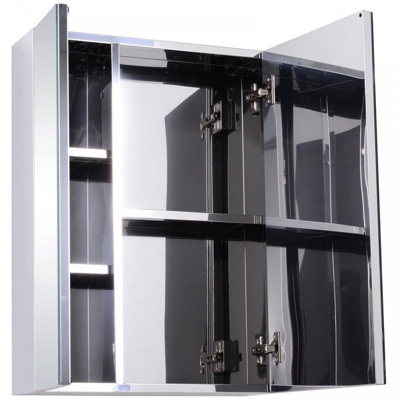 Wall mounted Bathroom Mirror Storage Cabinet Double Doors Stainless Steel 430mm (W)