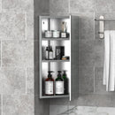 HOMCOM Stainless Steel Bathroom Corner Mirror Cabinet 1 Door Wall mounted Storage Cabinet