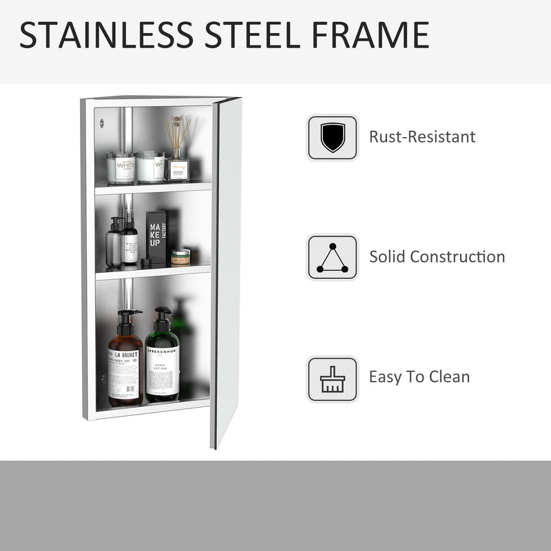 HOMCOM Stainless Steel Bathroom Corner Mirror Cabinet 1 Door Wall mounted Storage Cabinet