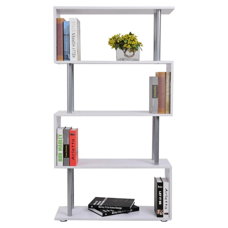 S Shaped Shelving Unit Wooden S Shape Storage Bookshelf White Wood Bookcase Display Room Divider 3 Color