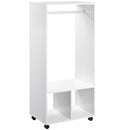 Open Wardrobe with Hanging Rod and Storage Shelves Mobile Garment Rack on Wheels Bedroom, Cloakroom, White Clothing Organizer