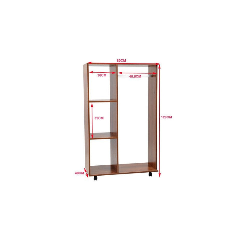 Open Wardrobe W/ Clothes Hanging Rail-Walnut