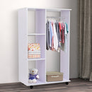 Particle Board Mobile Open Wardrobe On Wheels White
