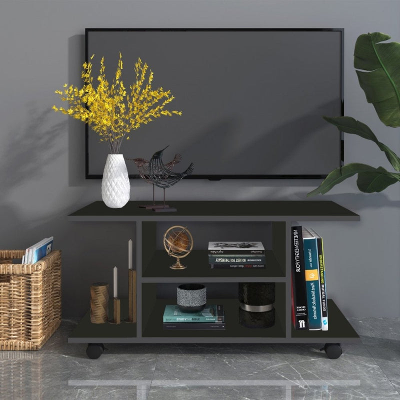 Mobile TV Stand Bookshelves in Black |