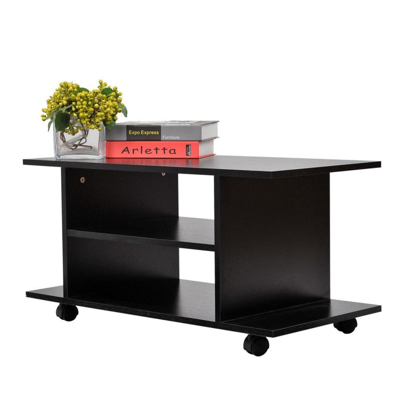 Mobile TV Stand Bookshelves in Black |