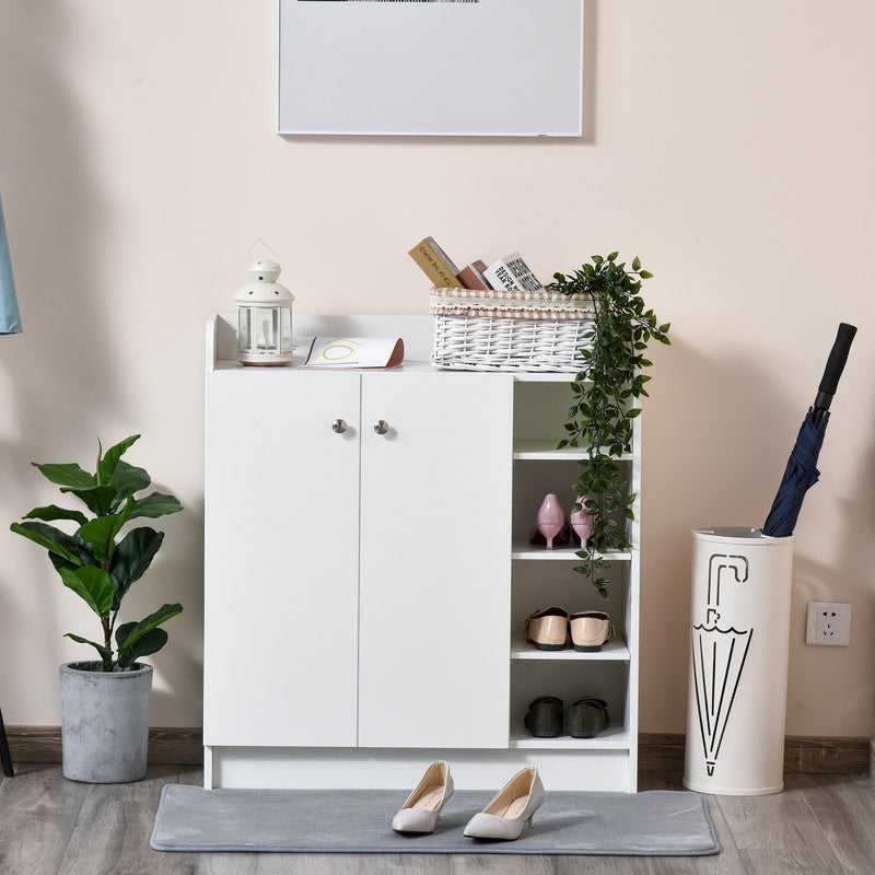 Shoe Storage Cabinet Home Hallway Furniture 2 Doors w/Adjustable 4 Shelves Cupboard Footwear Rack Stand Organiser White