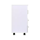 Mobile Storage Cabinet Sideboard Cupboard with Drawers 4 Shelves Lockable Wheels White