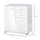 71x35x76 cm High Gloss Side Cabinet Table Sideboard Chest of Drawer Storage Furniture - White