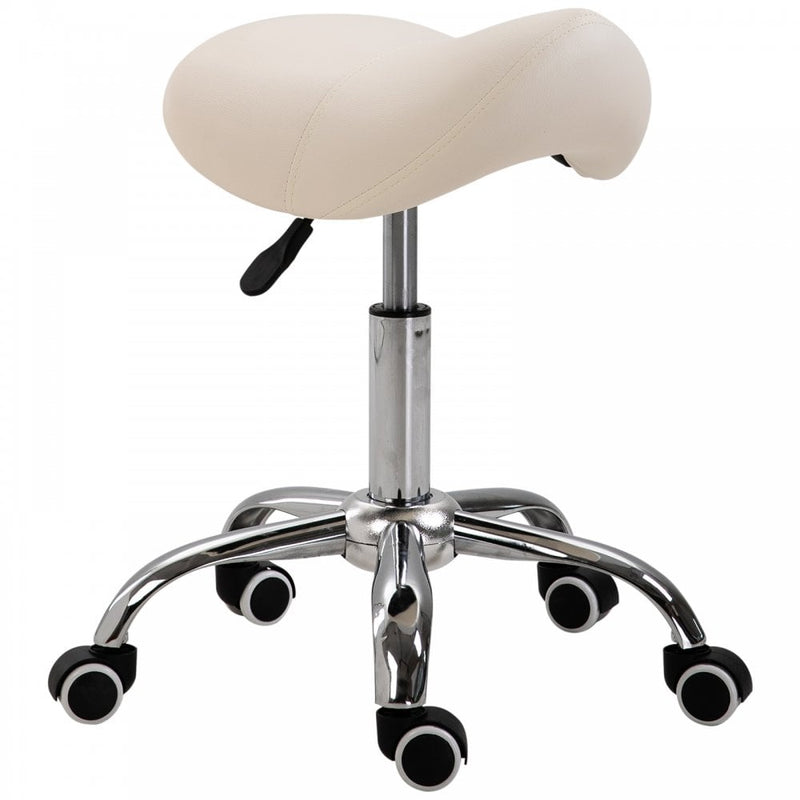 HOMCOM Faux Leather Height Adjustable Cosmetic Saddle Stool Beige