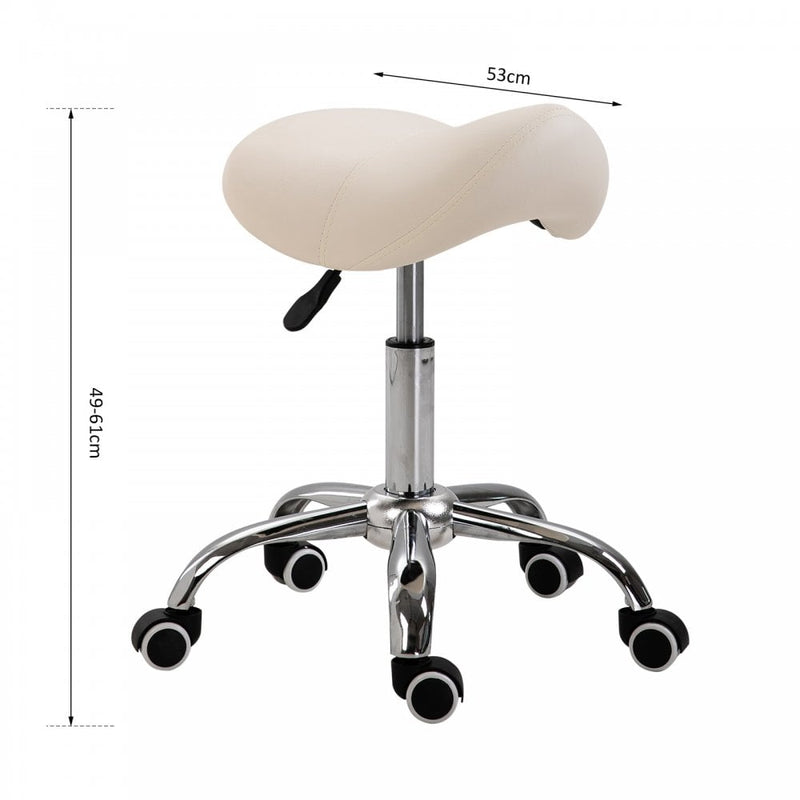 HOMCOM Faux Leather Height Adjustable Cosmetic Saddle Stool Beige