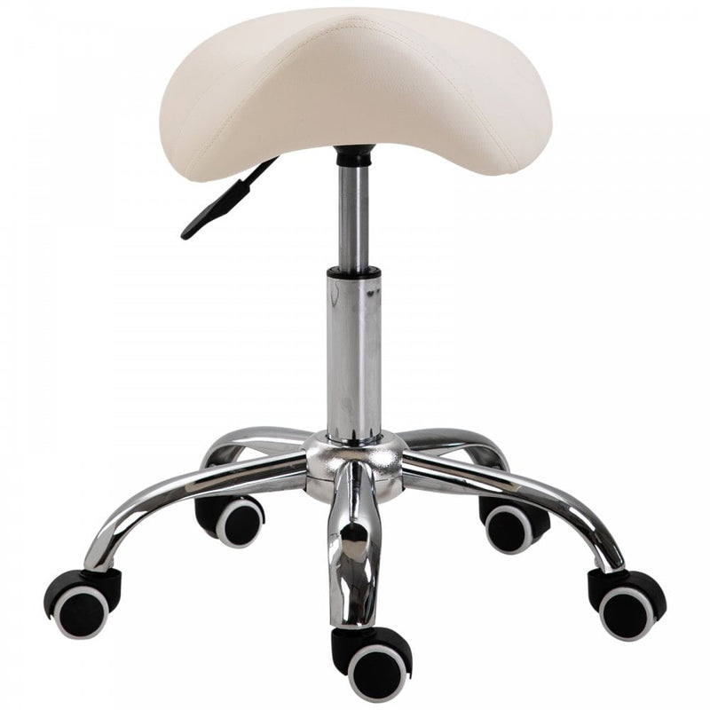 HOMCOM Faux Leather Height Adjustable Cosmetic Saddle Stool Beige