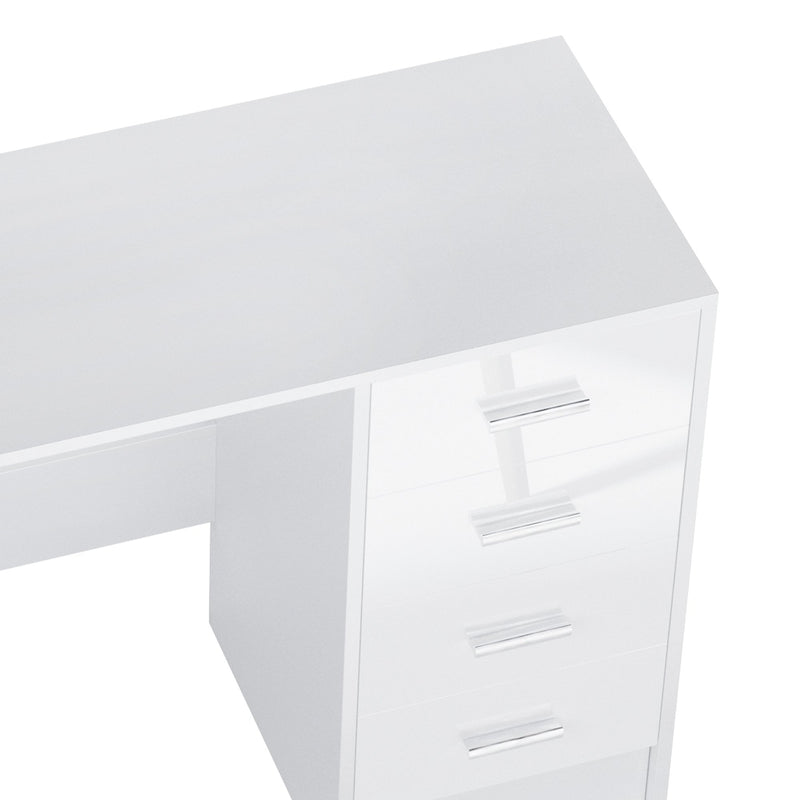 High Gloss 4 Drawers Table Vanity Dressing Drawer Computer PC Study Desk Office Furniture-White