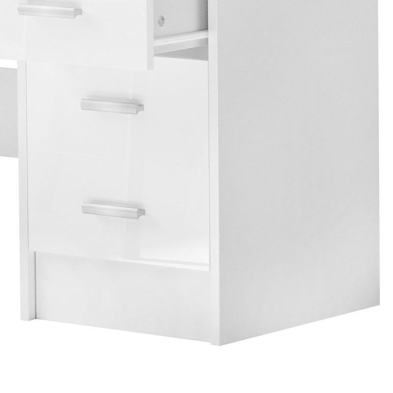 High Gloss 4 Drawers Table Vanity Dressing Drawer Computer PC Study Desk Office Furniture-White