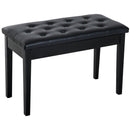 Faux Leather Piano Stool Bench Keyboard Bench with Storage Wooden PU Sponge Seat - Black