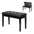 Faux Leather Piano Stool Bench Keyboard Bench with Storage Wooden PU Sponge Seat - Black