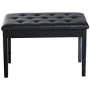 Faux Leather Piano Stool Bench Keyboard Bench with Storage Wooden PU Sponge Seat - Black