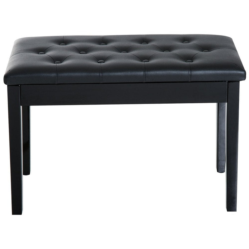Faux Leather Piano Stool Bench Keyboard Bench with Storage Wooden PU Sponge Seat - Black
