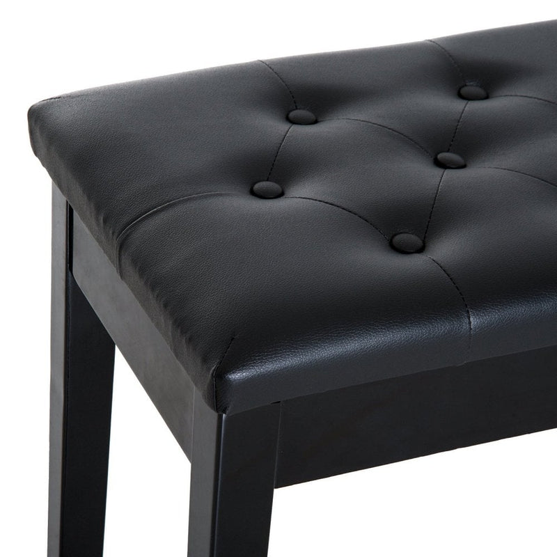 Faux Leather Piano Stool Bench Keyboard Bench with Storage Wooden PU Sponge Seat - Black