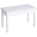 Faux Leather Piano Stool Bench Storage Compartment Solid Wood - White