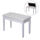 Faux Leather Piano Stool Bench Storage Compartment Solid Wood - White