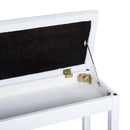 Faux Leather Piano Stool Bench Storage Compartment Solid Wood - White