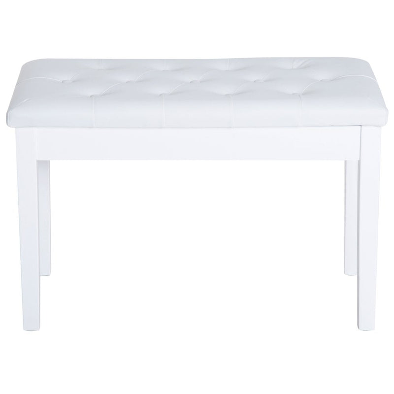 Faux Leather Piano Stool Bench Storage Compartment Solid Wood - White