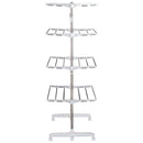4 Layers Folding Cloth Hanger Stand Rail Adjustable Garment Rack W/Wheels-White/Silver