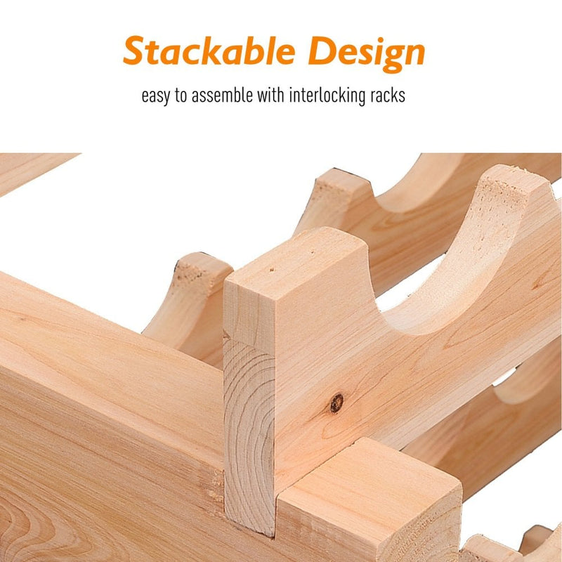 Wooden 72 Bottle 6 Tier Shelf Storage Holder Standing Holds Fir Wood Cellar Wine Rack
