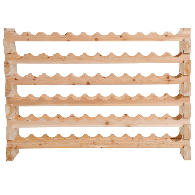 Wooden 72 Bottle 6 Tier Shelf Storage Holder Standing Holds Fir Wood Cellar Wine Rack