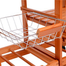 HOMCOM Wooden Kitchen Trolley Cart Portable Rolling Tile Top W/6-Bottle Wine Rack Island Butcher Fruit Storage Drawer