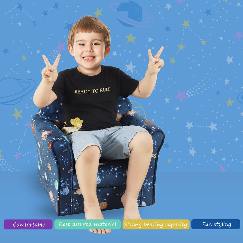 Kids Polyester Upholstered Outer-Space Armchair