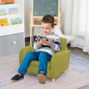 Kids Elevated Linen Upholstered Armchair Green