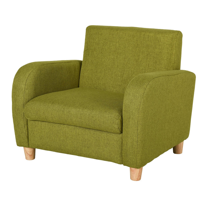 Kids Elevated Linen Upholstered Armchair Green