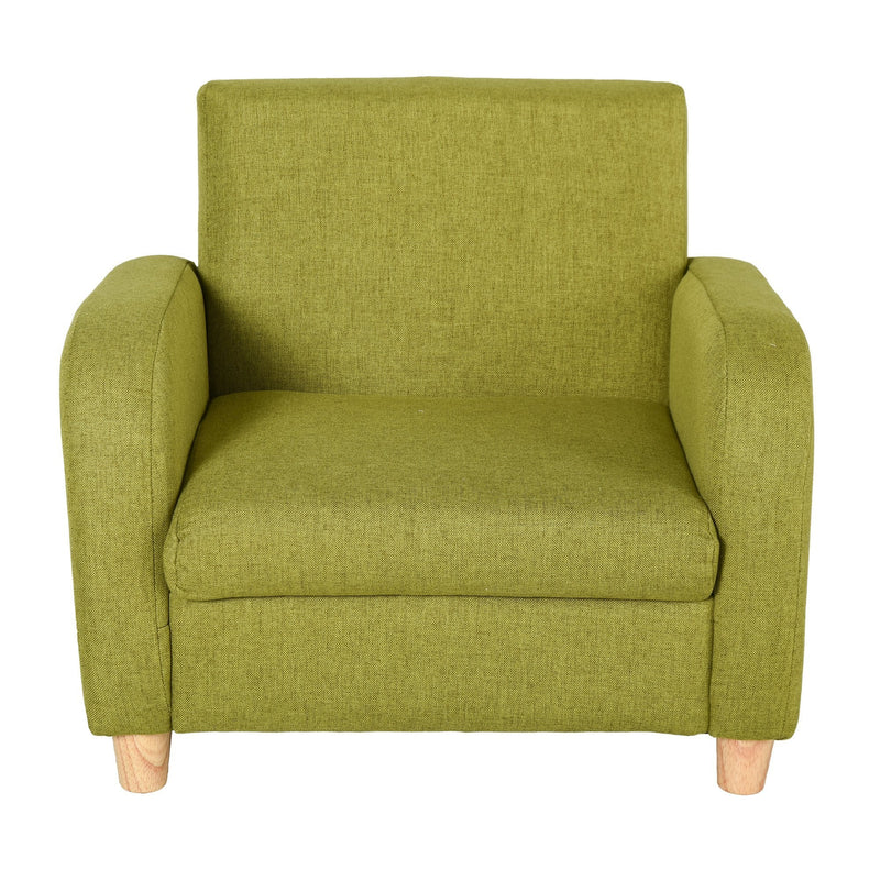Kids Elevated Linen Upholstered Armchair Green