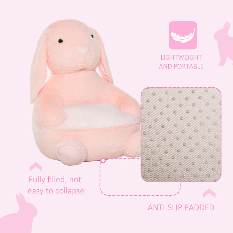 Kids Sofa Chair Children Plush Armchair Stuffed Cute Rabbit Toy Support Seat Learning Sitting Baby Nest Sleeping Cushion Bed Soft Snuggle Furniture for Reading Feeding Relaxing 60 x 50 x 59cm Pink 60x50x59cm
