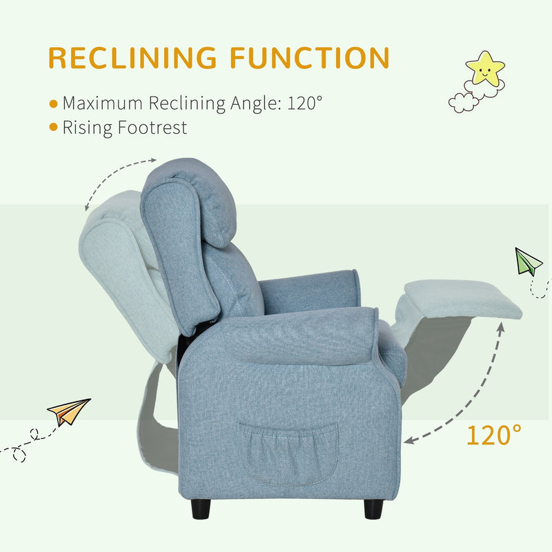 HOMCOM Kids Recliner Adjustable Armchair - Blue
