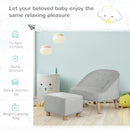 HOMCOM Toddler Chair, 2pcs Kids Sofa Set, Sofa & Ottoman for Bedroom, Playroom, Boys and Girls, 3-5 years old, Grey old