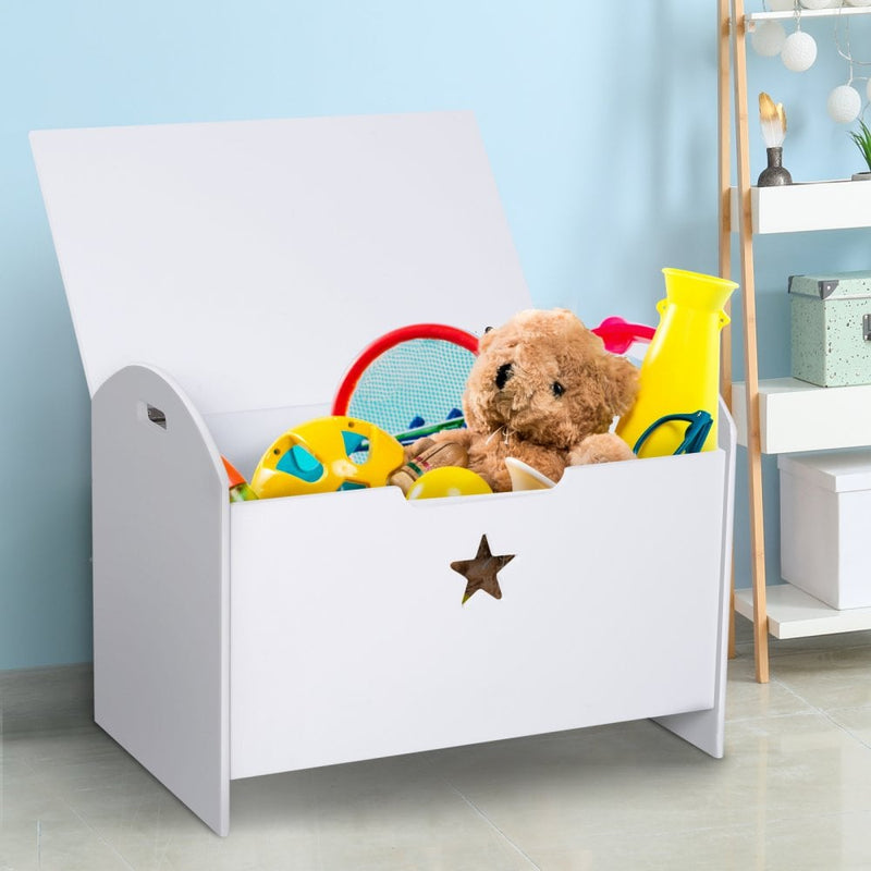 MDF Children's Toy Storage Chest w/ Safety Hinge White