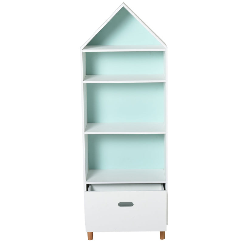 Outsunny Kids MDF 5-Tier Bookshelf w/ Drawer White/Blue