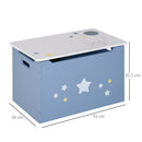 Kids Wooden Toy Storage Chest with Gas Stay Bar Safety Hinges Lid 55 x 34 x 35.5cm Blue w/