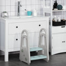 Two Step Stool for Kids Toddlers Ladder or Toilet Potty Training Bathroom Sink Bedroom Kitchen Helper with Non-slip Handle and Feet Pad Blue and Grey Two-Step