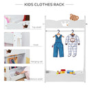 HOMCOM Wood Clothes Rack Hall Tree With Storage Shelves Children Garment Rack Freestanding Wardrobe For 3-8 Years Toddler, White 1-4
