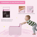 Kids Toys Storage Cabinet Rolling Storage Cart on Wheels Craft Storage Containers Bins Can Move everywher for Toddlers 1-4 Years Old, Pink Removeable Baskets Wheels