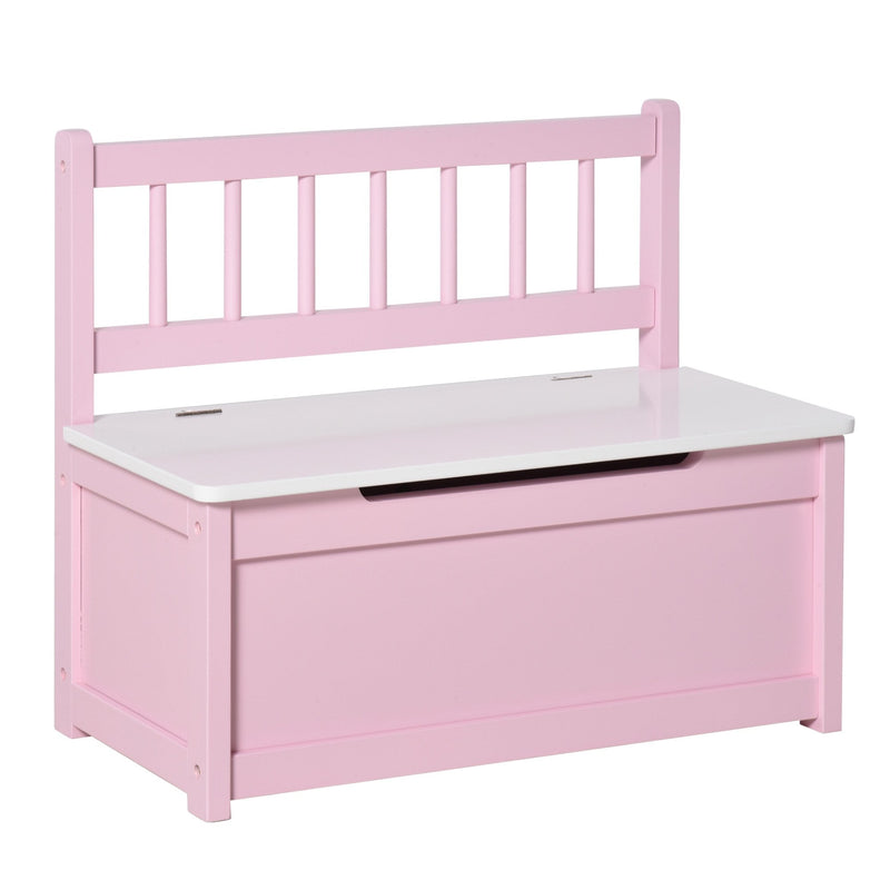 2-IN-1 Wooden Toy Box Kids Seat Bench - Pink