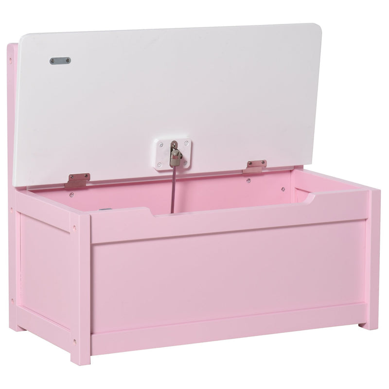 2-IN-1 Wooden Toy Box Kids Seat Bench - Pink