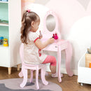 HOMCOM Kids Vanity Table & Stool  with Mirror - Pink