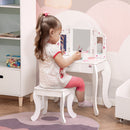 HOMCOM Kids Vanity Table & Stool - White